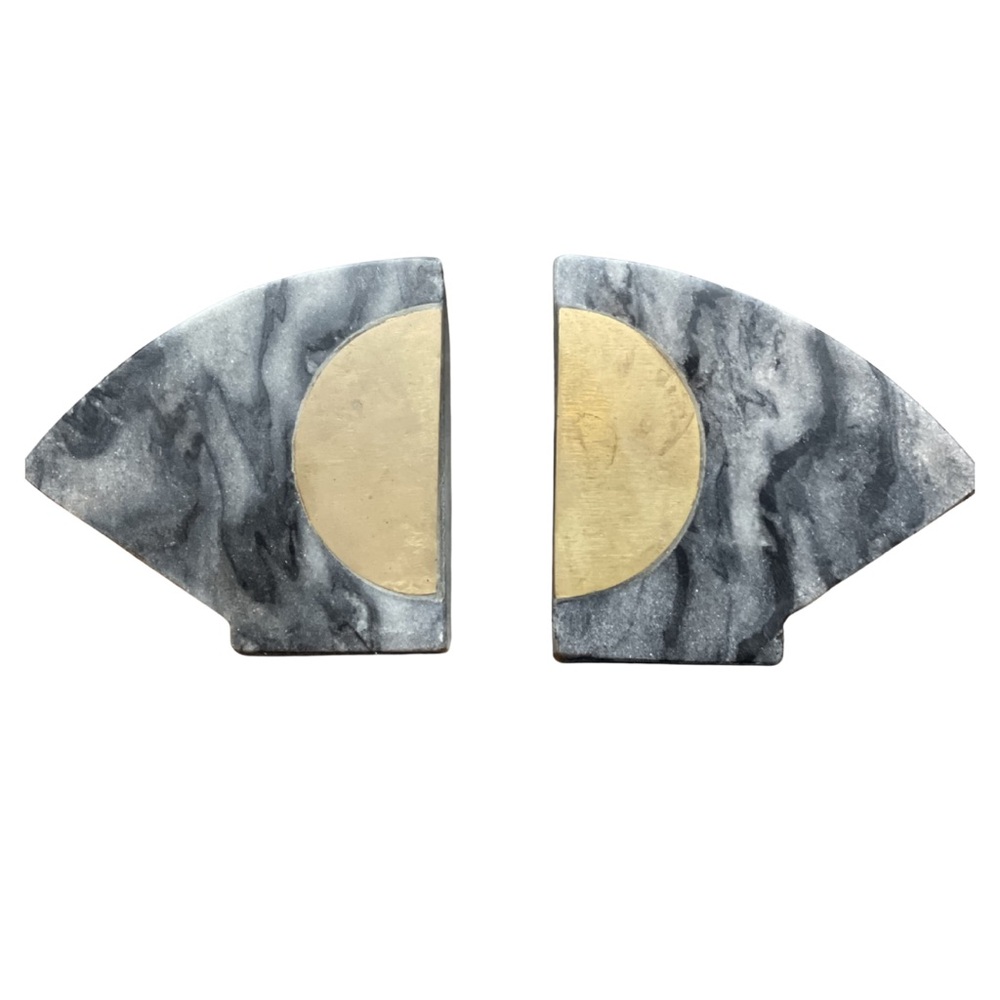 Gray and Gold Marble Bookends